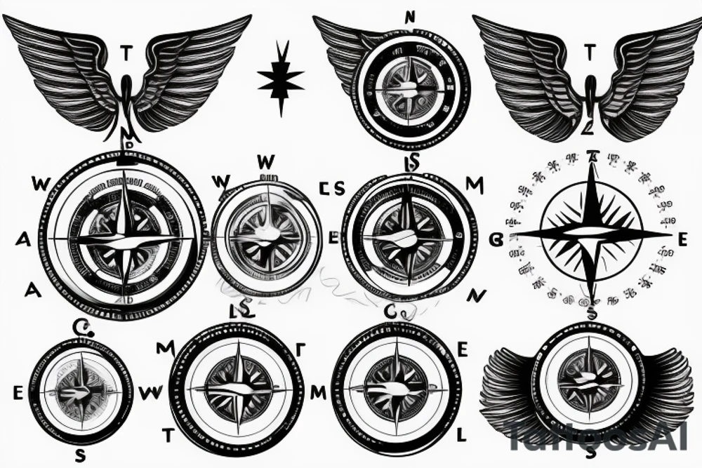 travel compass with wings tattoo idea