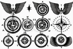 travel compass with wings tattoo idea