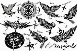 travel compass with wings tattoo idea