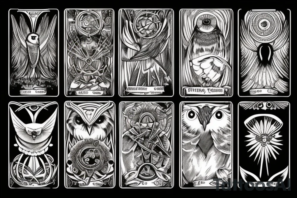 Tarot card with evil owl tattoo idea