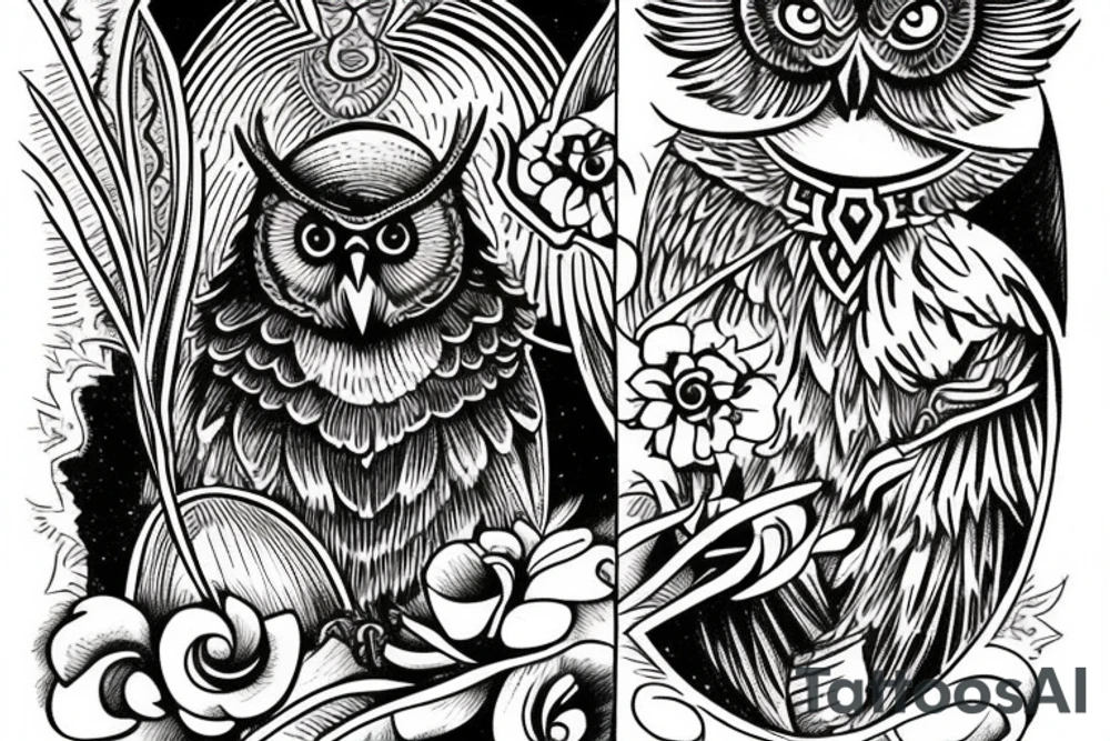 Tarot card with evil owl tattoo idea