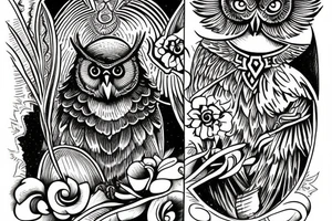 Tarot card with evil owl tattoo idea