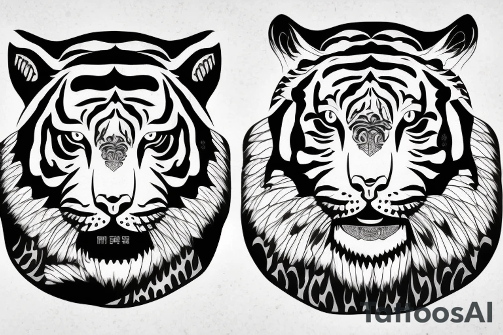 Tiger face with crescent moon shaped in parts on tigers face tattoo idea