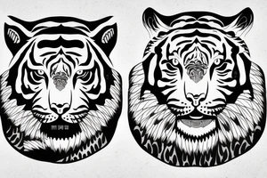 Tiger face with crescent moon shaped in parts on tigers face tattoo idea