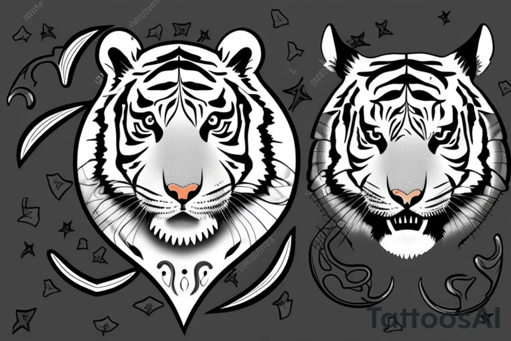 Tiger face with crescent moon shaped in parts on tigers face tattoo idea