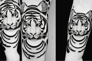 Tiger face with crescent moon half face tattoo idea