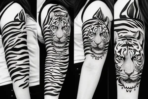 Tiger face with crescent moon half face tattoo idea