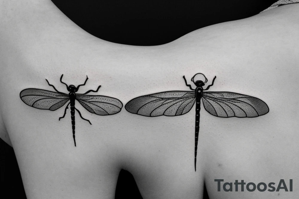 Dragonfly simple flower circle tattoo idea