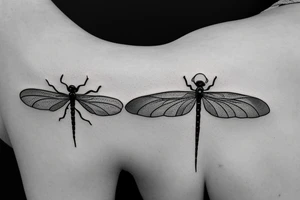 Dragonfly simple flower circle tattoo idea