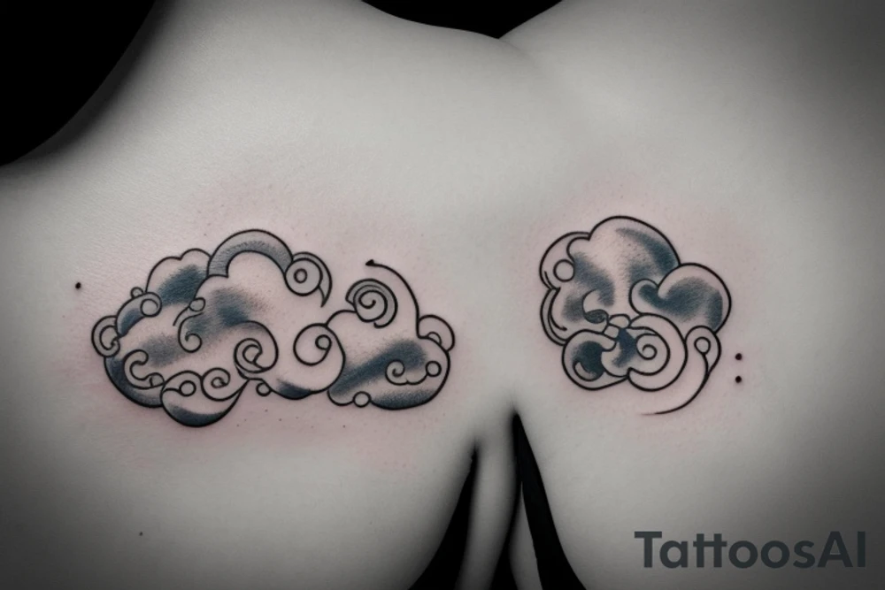 Two people on a cloud crying into an ocean tattoo idea