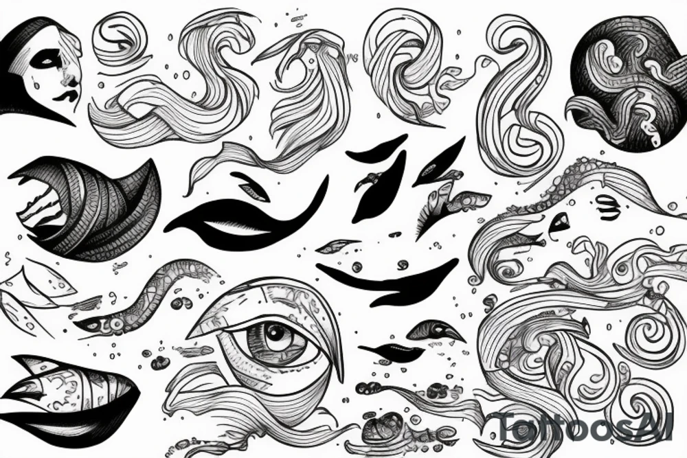 crying into an ocean tattoo idea