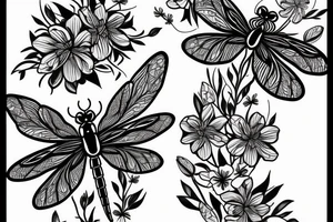 Dragonfly with flower pattern tattoo idea