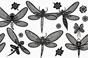 Dragonfly with flower pattern tattoo idea