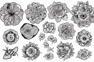 Bee with circle flower pattern tattoo idea