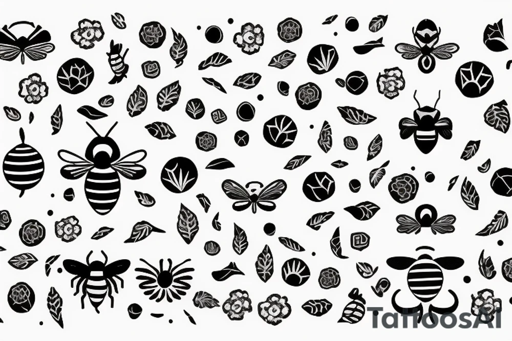 Bee circled by pattern tattoo idea