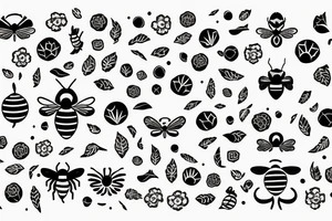 Bee circled by pattern tattoo idea