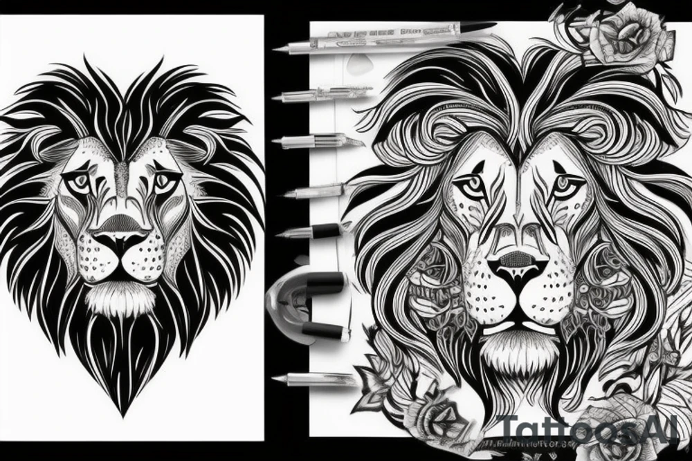 A lion eating a heart tattoo idea