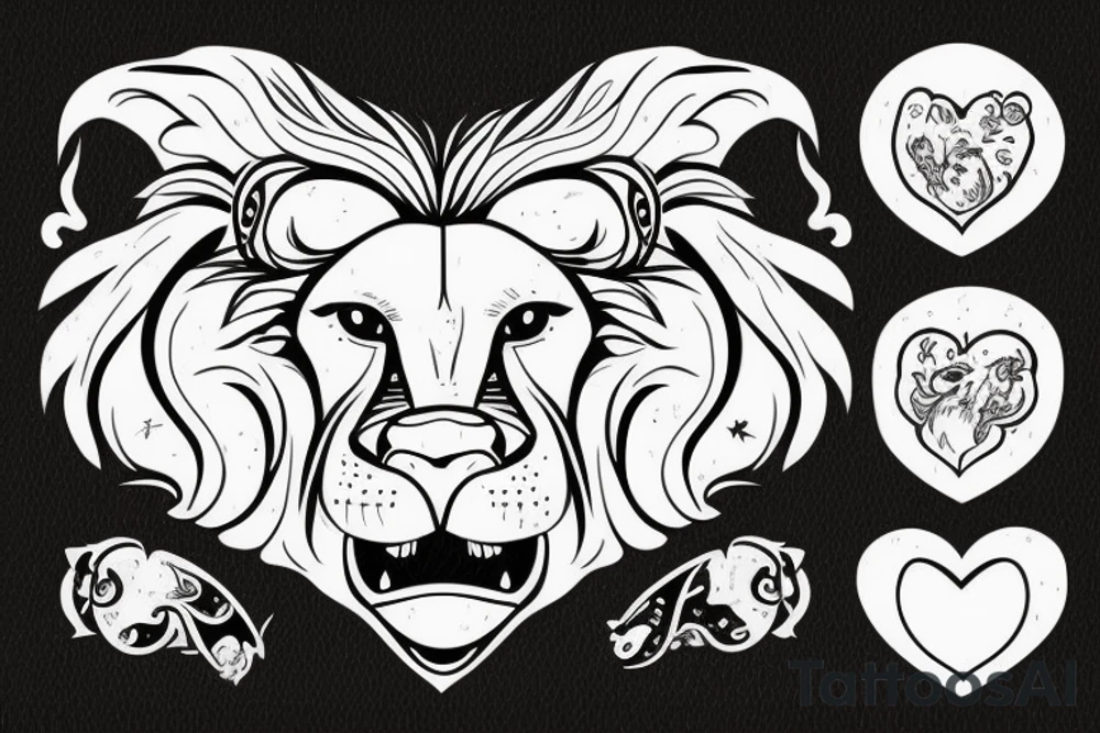 A lion eating a heart tattoo idea