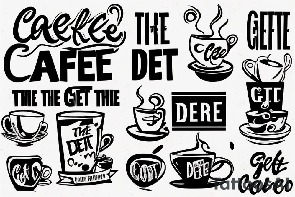 cafe by the water with text "get the job done" tattoo idea