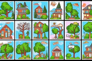 two story family home surrounded by trees tattoo idea