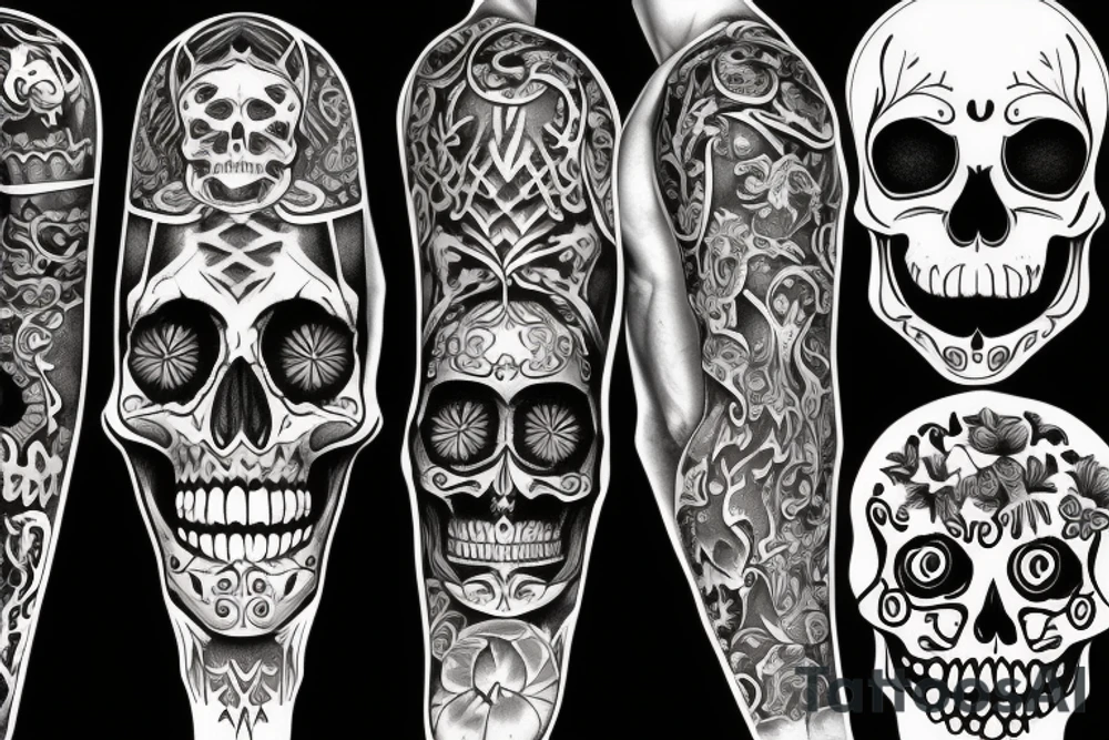 skeleton cracking his neck tattoo idea