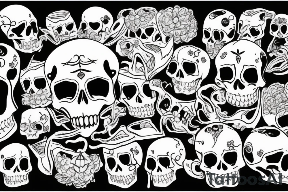 skeleton cracking his neck tattoo idea