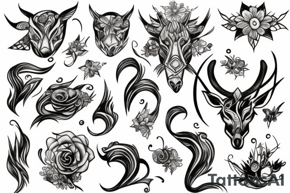 Capricon with Art interest tattoo idea