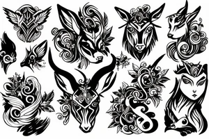 Capricon with Art interest tattoo idea