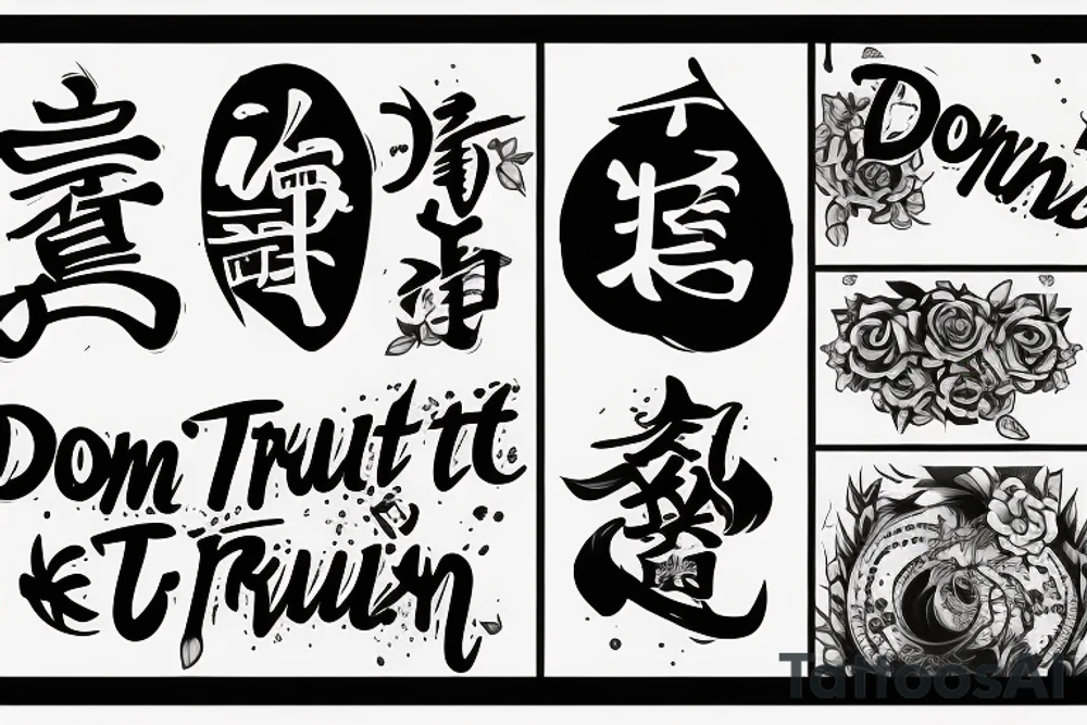 Text saying “Don’t Trust, Don’t Fear, Don’t Beg” tattoo idea