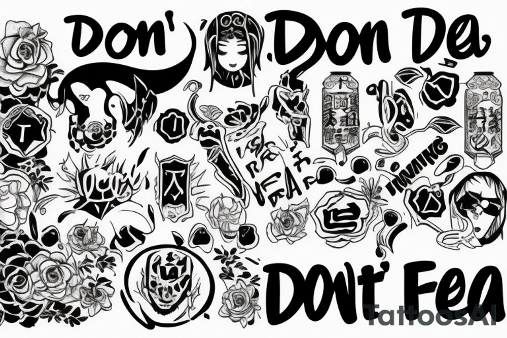 Text saying “Don’t Trust, Don’t Fear, Don’t Beg” tattoo idea