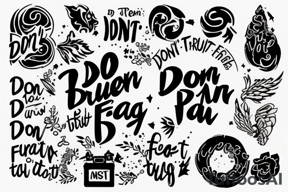 Text saying “Don’t Trust, Don’t Fear, Don’t Beg” tattoo idea