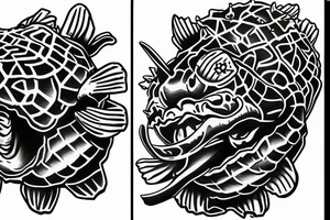 Menacing snapping turtle tattoo idea