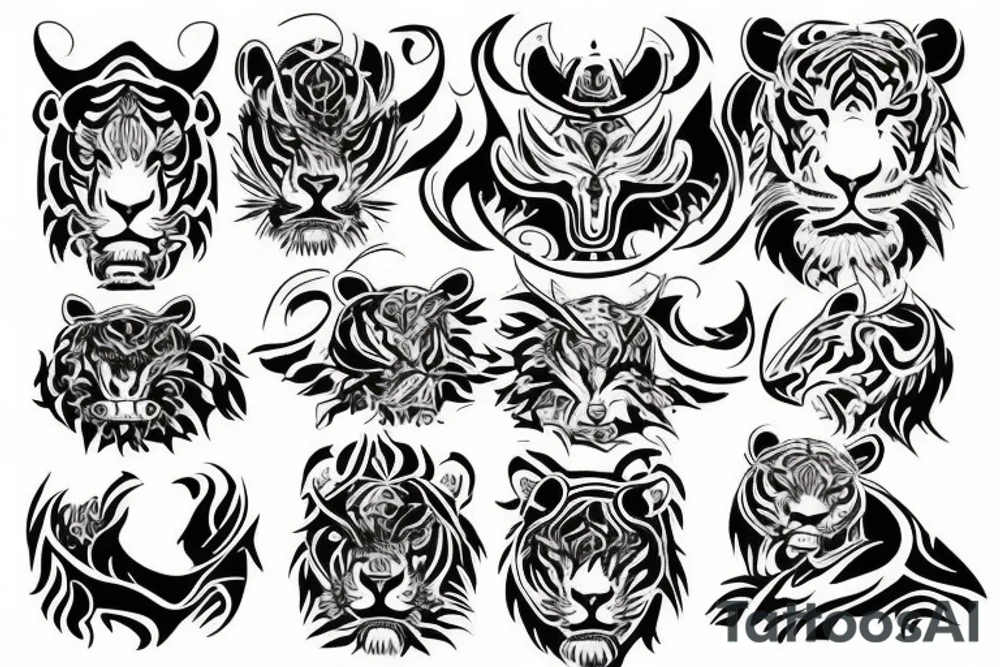 Taurus tiger zodiac sign tattoo idea