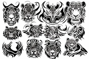Taurus tiger zodiac sign tattoo idea