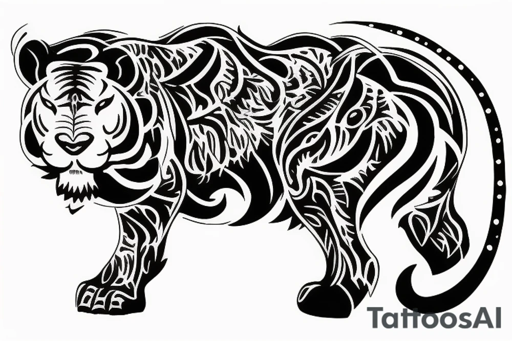 Taurus tiger zodiac sign tattoo idea