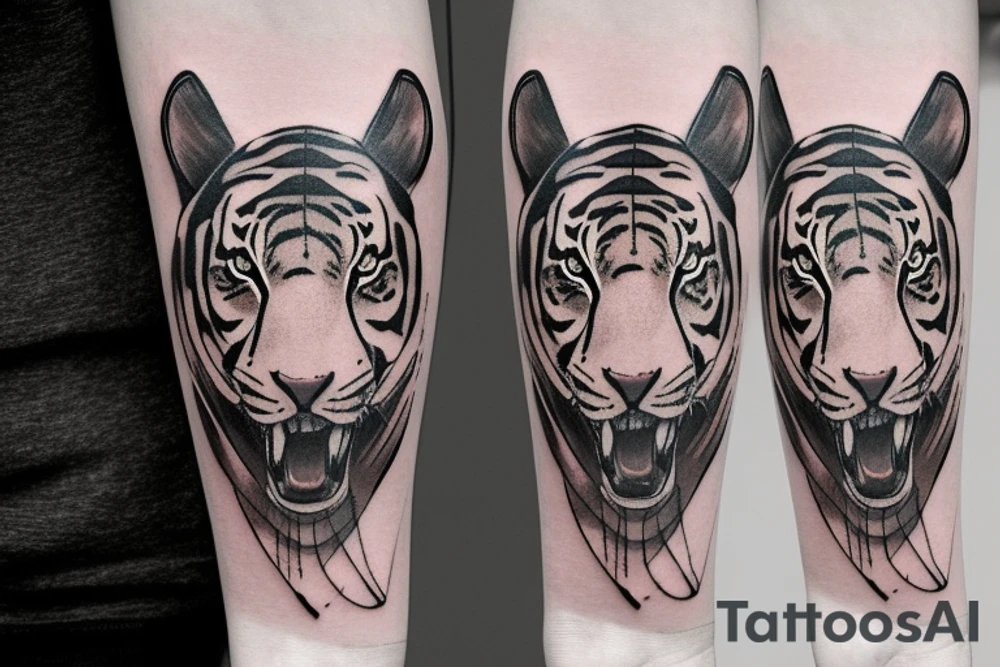 Taurus half tiger tattoo idea