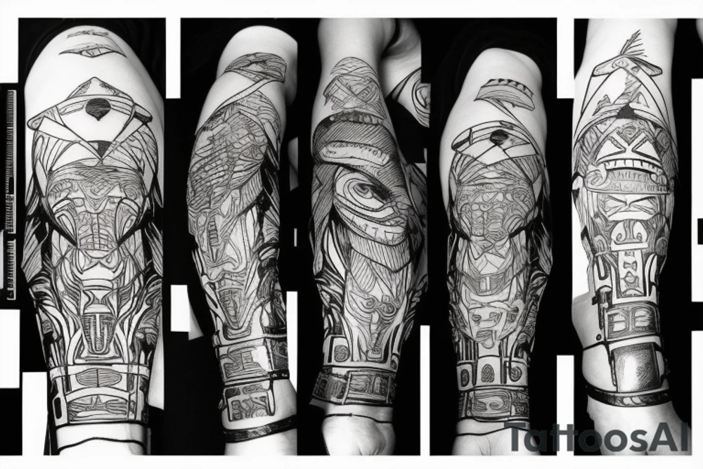 Raven tribal with a cyberpunk feel tattoo idea