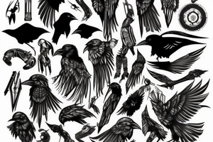 Raven tribal with a cyberpunk feel tattoo idea