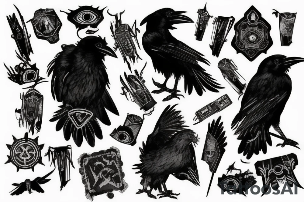 Raven with cyberpunk feel tattoo idea