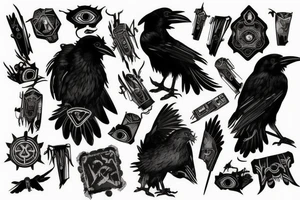 Raven with cyberpunk feel tattoo idea