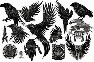 Raven line design with cyberpunk feel tattoo idea