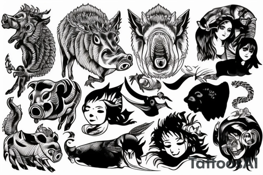 River and boar tattoo idea