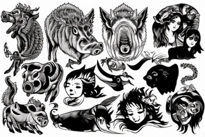 River and boar tattoo idea