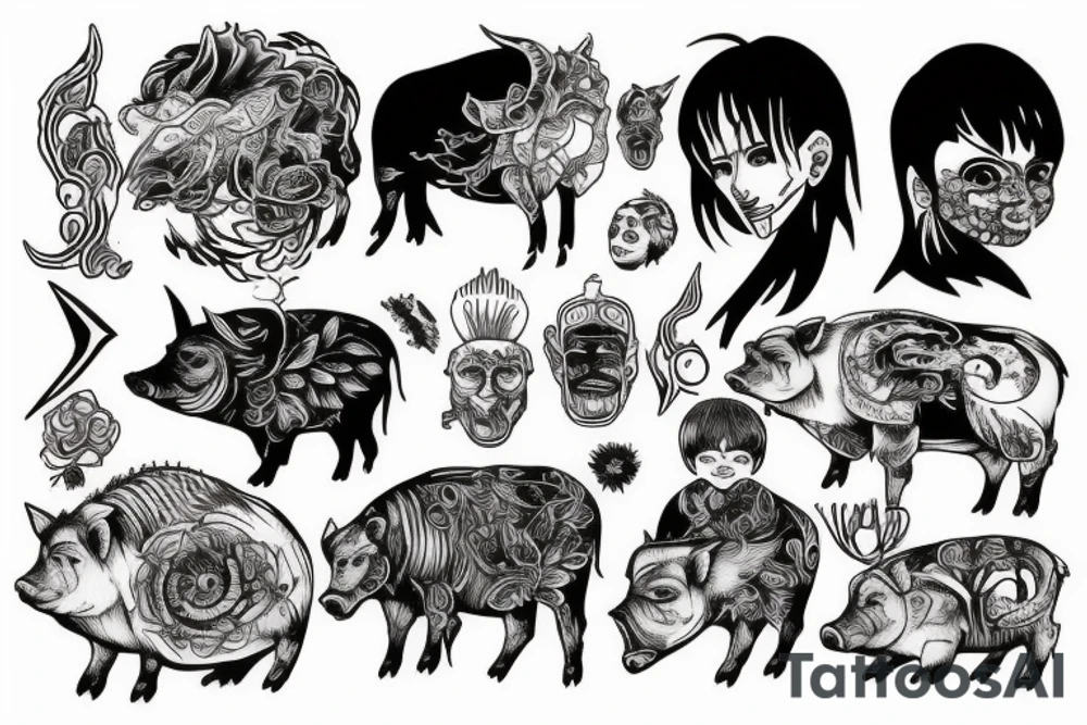 River and boar tattoo idea