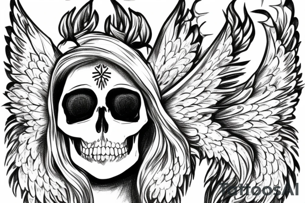 A skull with angel tattoo idea
