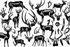 Greenish black deer running with pointy horns and Greenish white wind trails and outline around it tattoo idea