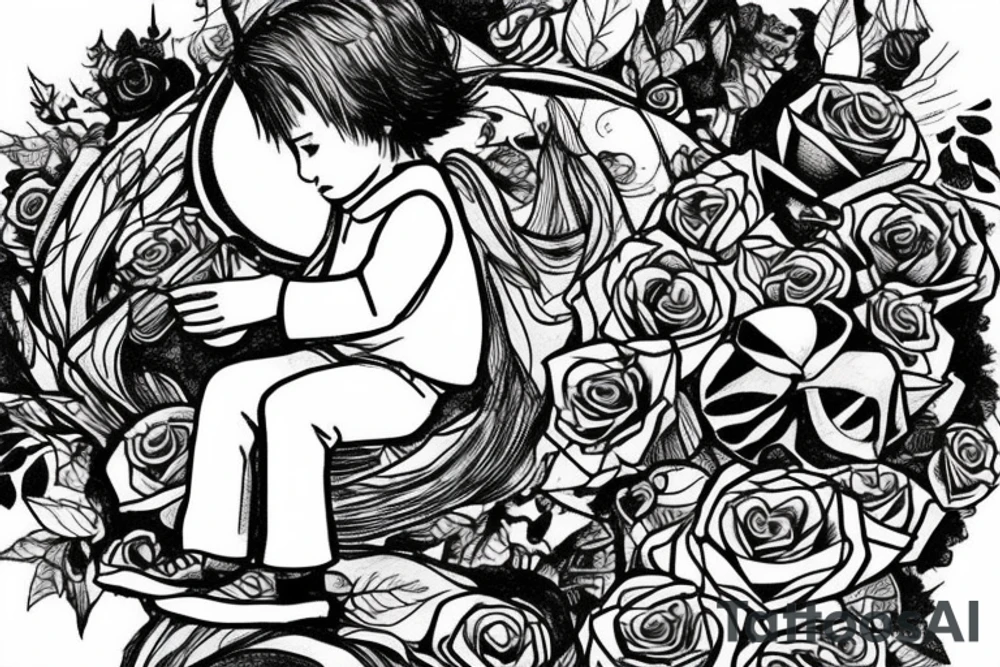 little prince sitting on the planet. inside the Planet it's rose and her stalk goes from up to down the spine tattoo idea