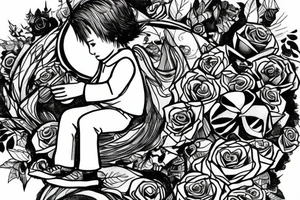little prince sitting on the planet. inside the Planet it's rose and her stalk goes from up to down the spine tattoo idea