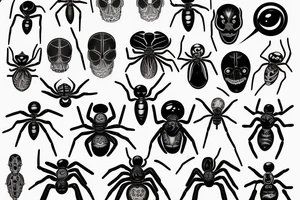 a black widow spider with an dark opened eye on her thorax tattoo idea