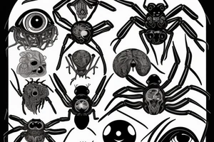 a black widow spider with an dark opened eye on her thorax tattoo idea